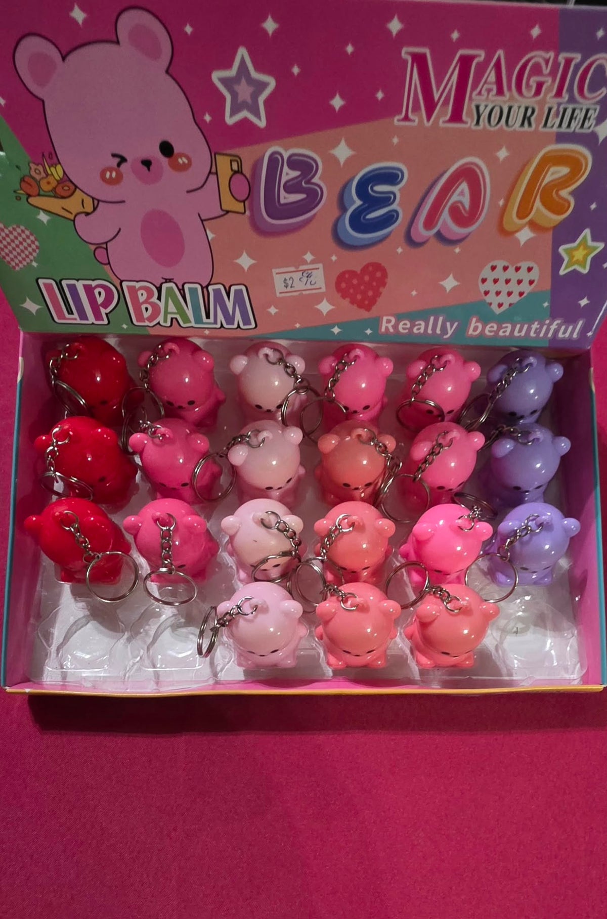 Teddy Bear Lip Balm Keychain